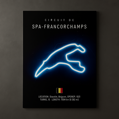 Spa-Francorchamps Racetrack Led Poster