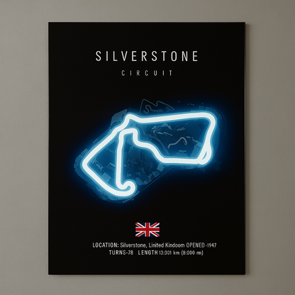 Silverstone Racetrack Led Poster